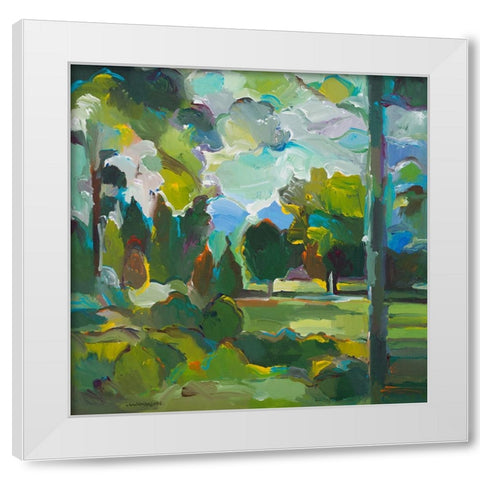 Valley of Green White Modern Wood Framed Art Print by Khorasani, Hooshang