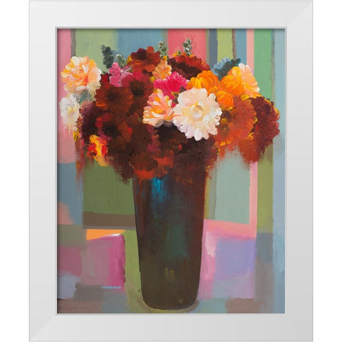 Bouquet of Many Colors White Modern Wood Framed Art Print by Khorasani, Hooshang