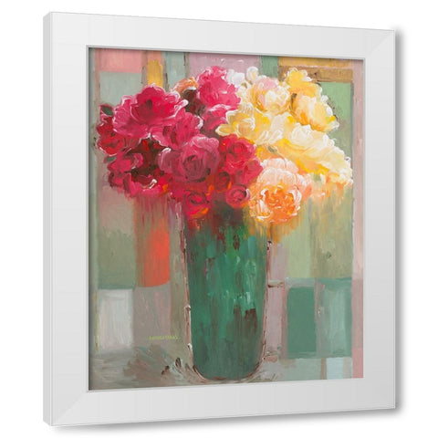 Poetic Bouquet White Modern Wood Framed Art Print by Khorasani, Hooshang
