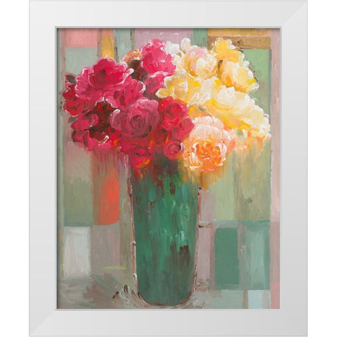 Poetic Bouquet White Modern Wood Framed Art Print by Khorasani, Hooshang