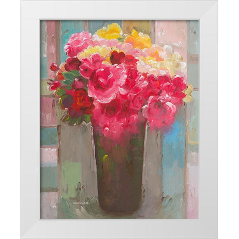 Bouquet of Roses White Modern Wood Framed Art Print by Khorasani, Hooshang