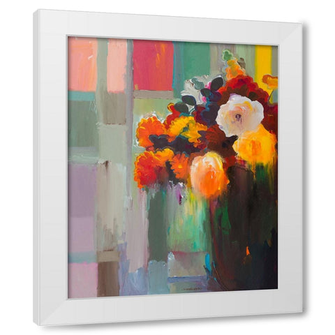 Asymmetrical Bouquet White Modern Wood Framed Art Print by Khorasani, Hooshang