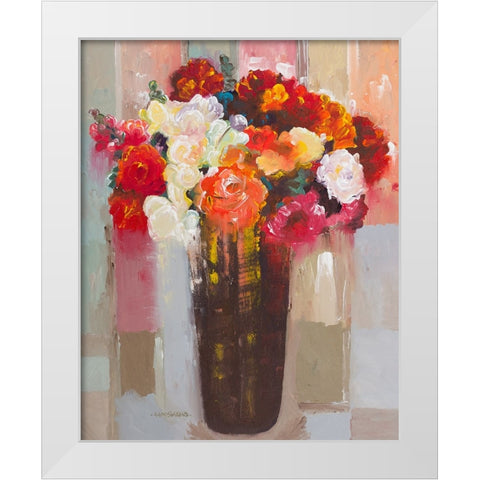 Rose Romance White Modern Wood Framed Art Print by Khorasani, Hooshang