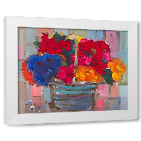 Basket of Flowers II White Modern Wood Framed Art Print by Khorasani, Hooshang