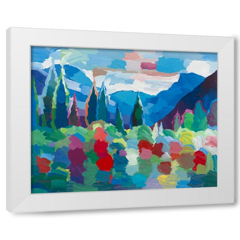 Petals and Peaks White Modern Wood Framed Art Print by Khorasani, Hooshang