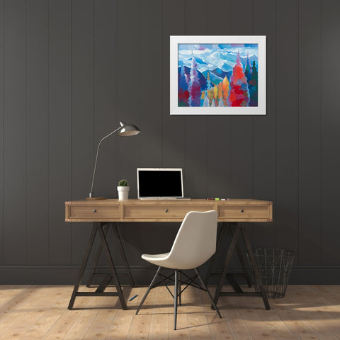 Points of Reverie White Modern Wood Framed Art Print by Khorasani, Hooshang