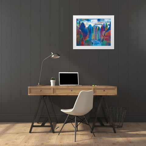 Stream into Consciousness White Modern Wood Framed Art Print by Khorasani, Hooshang