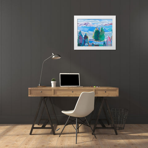 Thoughts of Blue White Modern Wood Framed Art Print by Khorasani, Hooshang