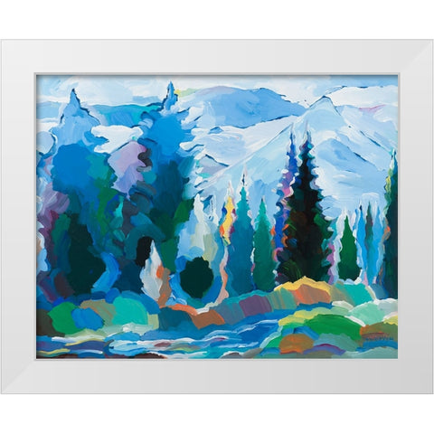 Blue Daydream White Modern Wood Framed Art Print by Khorasani, Hooshang