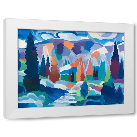 The Creek among the Colors White Modern Wood Framed Art Print by Khorasani, Hooshang