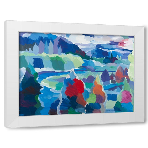 Color round the Bend White Modern Wood Framed Art Print by Khorasani, Hooshang