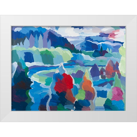 Color round the Bend White Modern Wood Framed Art Print by Khorasani, Hooshang