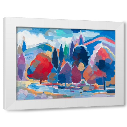 Stream Side Gathering #2 White Modern Wood Framed Art Print by Khorasani, Hooshang