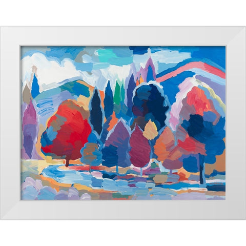 Stream Side Gathering #2 White Modern Wood Framed Art Print by Khorasani, Hooshang