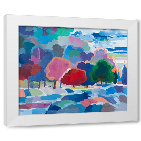Stream Side Gathering White Modern Wood Framed Art Print by Khorasani, Hooshang