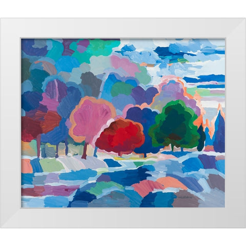 Stream Side Gathering White Modern Wood Framed Art Print by Khorasani, Hooshang