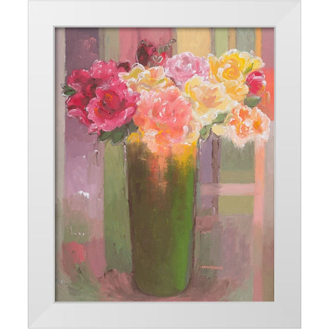 Romantic Roses White Modern Wood Framed Art Print by Khorasani, Hooshang