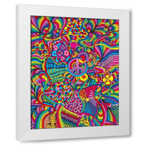 Peace Sign Lines White Modern Wood Framed Art Print by Green, Howie