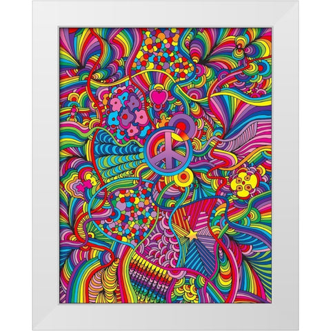 Peace Sign Lines White Modern Wood Framed Art Print by Green, Howie