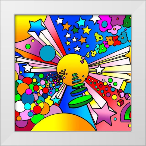 Cosmic Expanding White Modern Wood Framed Art Print by Green, Howie
