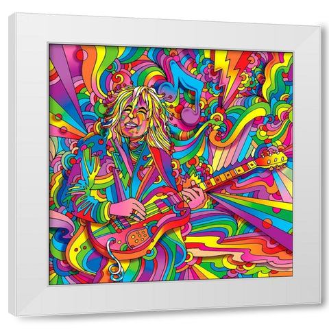 Guitar Player 715 White Modern Wood Framed Art Print by Green, Howie