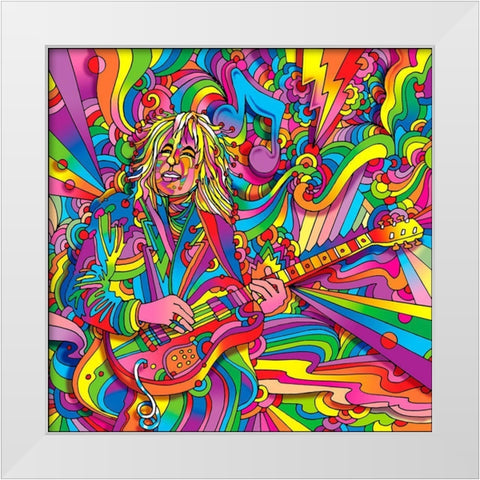Guitar Player 715 White Modern Wood Framed Art Print by Green, Howie