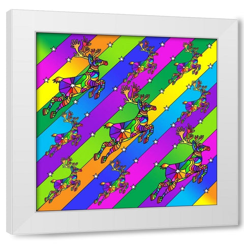 Pop Art Reindeer White Modern Wood Framed Art Print by Green, Howie