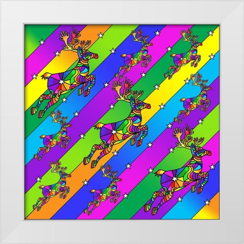 Pop Art Reindeer White Modern Wood Framed Art Print by Green, Howie