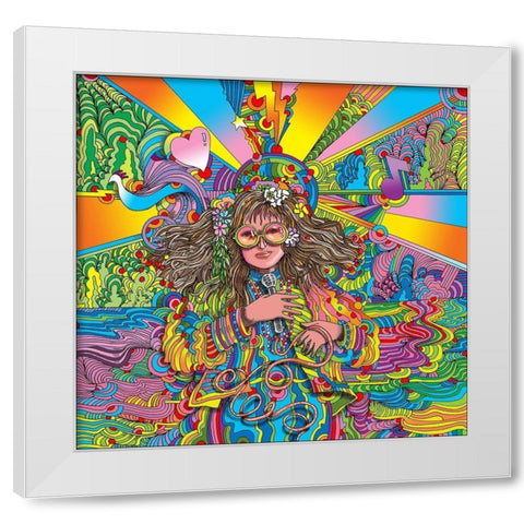 Hippie Chick White Modern Wood Framed Art Print by Green, Howie