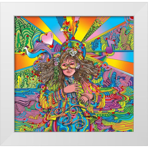 Hippie Chick White Modern Wood Framed Art Print by Green, Howie