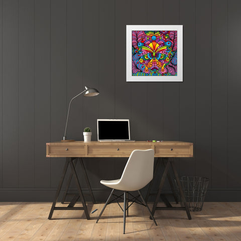 Pop Art Butterfly White Modern Wood Framed Art Print by Green, Howie