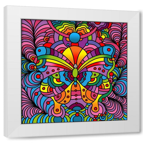 Pop Art Butterfly White Modern Wood Framed Art Print by Green, Howie