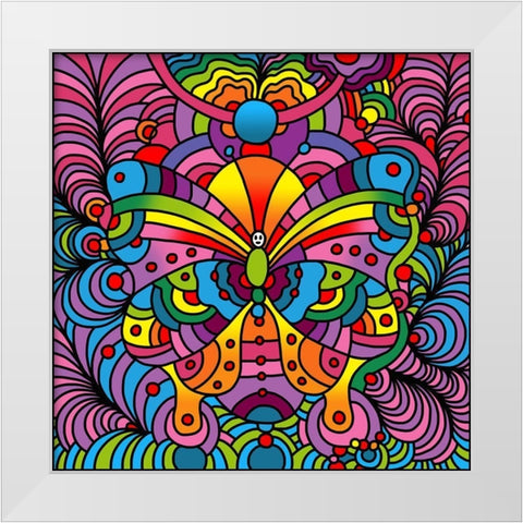Pop Art Butterfly White Modern Wood Framed Art Print by Green, Howie