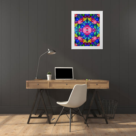 Pop Art Flowers Kaleidoscope White Modern Wood Framed Art Print by Green, Howie