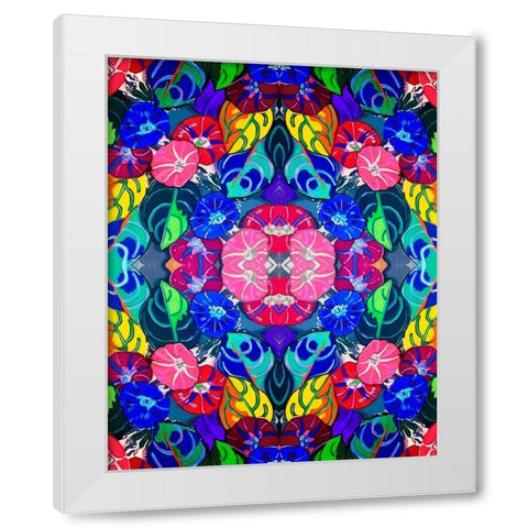 Pop Art Flowers Kaleidoscope White Modern Wood Framed Art Print by Green, Howie
