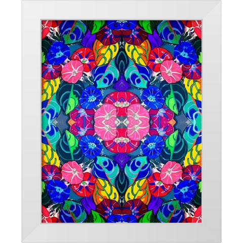 Pop Art Flowers Kaleidoscope White Modern Wood Framed Art Print by Green, Howie