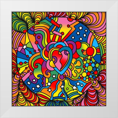 Pop Art Heart Swirls White Modern Wood Framed Art Print by Green, Howie