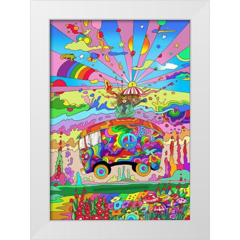 Magic Bus White Modern Wood Framed Art Print by Green, Howie
