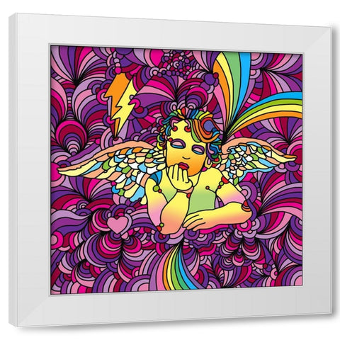 Pop-Art-Cherub-1 White Modern Wood Framed Art Print by Green, Howie