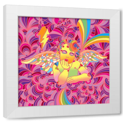 Pop-Art-Cherub-2 White Modern Wood Framed Art Print by Green, Howie