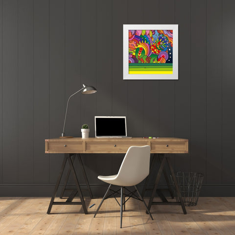 Pop-Art-Phinn-Monster White Modern Wood Framed Art Print by Green, Howie