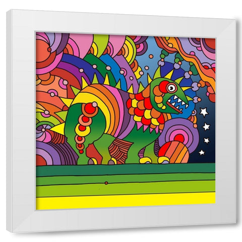 Pop-Art-Phinn-Monster White Modern Wood Framed Art Print by Green, Howie