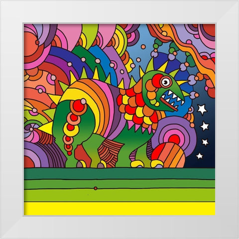 Pop-Art-Phinn-Monster White Modern Wood Framed Art Print by Green, Howie