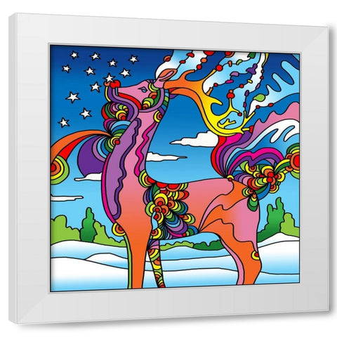 Pop Art Reindeer White Modern Wood Framed Art Print by Green, Howie