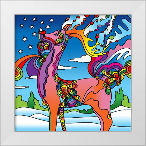 Pop Art Reindeer White Modern Wood Framed Art Print by Green, Howie