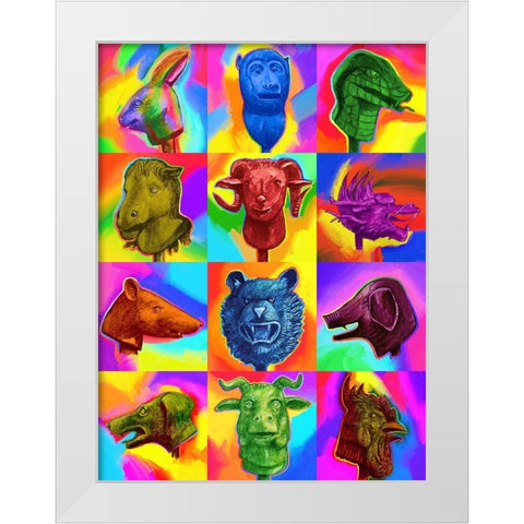 Chinese Zodiac Pop Art White Modern Wood Framed Art Print by Green, Howie
