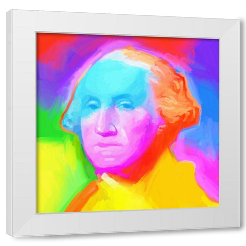 Washington Pop Art White Modern Wood Framed Art Print by Green, Howie