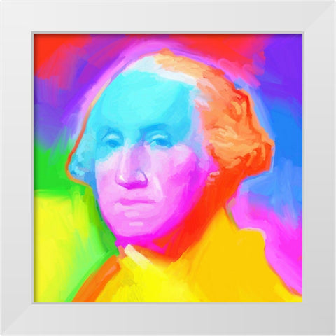 Washington Pop Art White Modern Wood Framed Art Print by Green, Howie