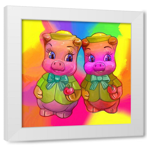 2 Piggies White Modern Wood Framed Art Print by Green, Howie