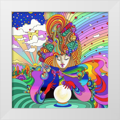 Fortune Teller White Modern Wood Framed Art Print by Green, Howie